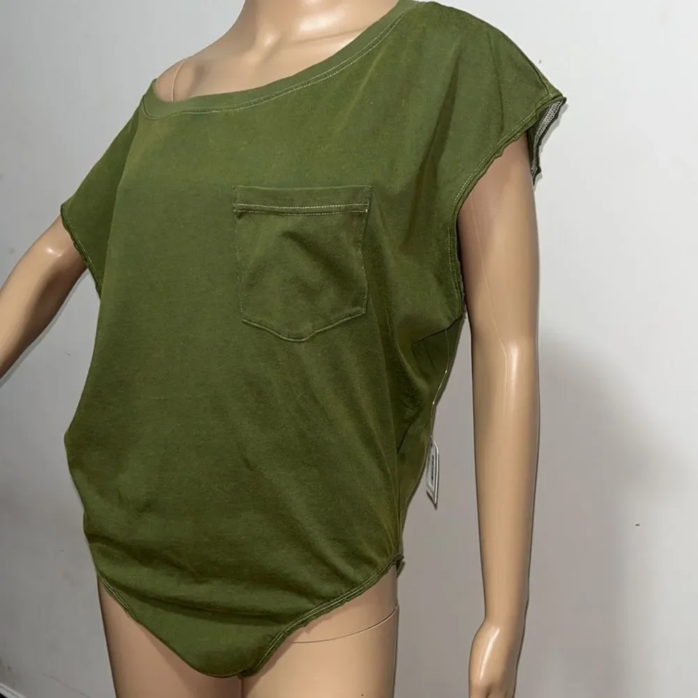 Free People Road Trip Cotton Bodysuit, Verde - Picture 11 of 12